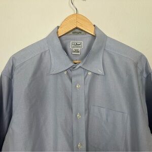 L.L. Bean Men’s Size 18-37 100% Cotton Dress Shirt Light Blue Traditional Fit